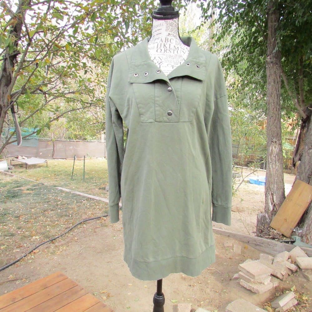 WVN Women's Casual Olive Oversized Long Top